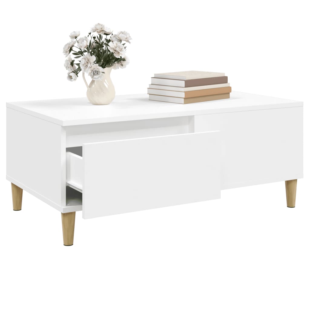 White Coffee Table 90 X 50 X 36.5 Cm Particleboard