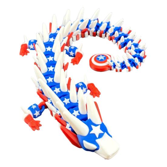 Yousheng 3D Printed Dragon Articulated American Color Dragon Desk Animal Ornament Fidget Toy for Teen Boy Kid Stress Relief