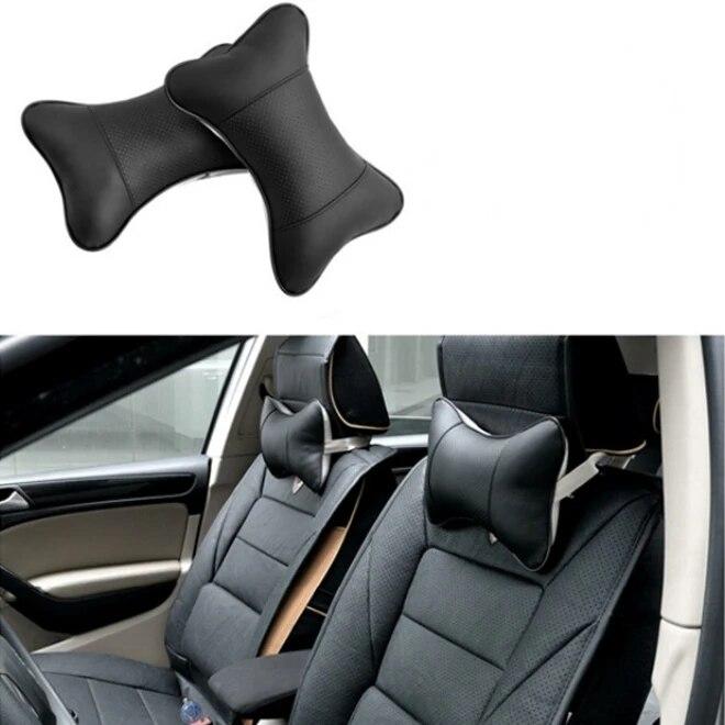 1 Pcs Car Neck Pillows Pu Leather Head Support Protector Black/Red Universal Headrest Backrest Cushion Fit for All