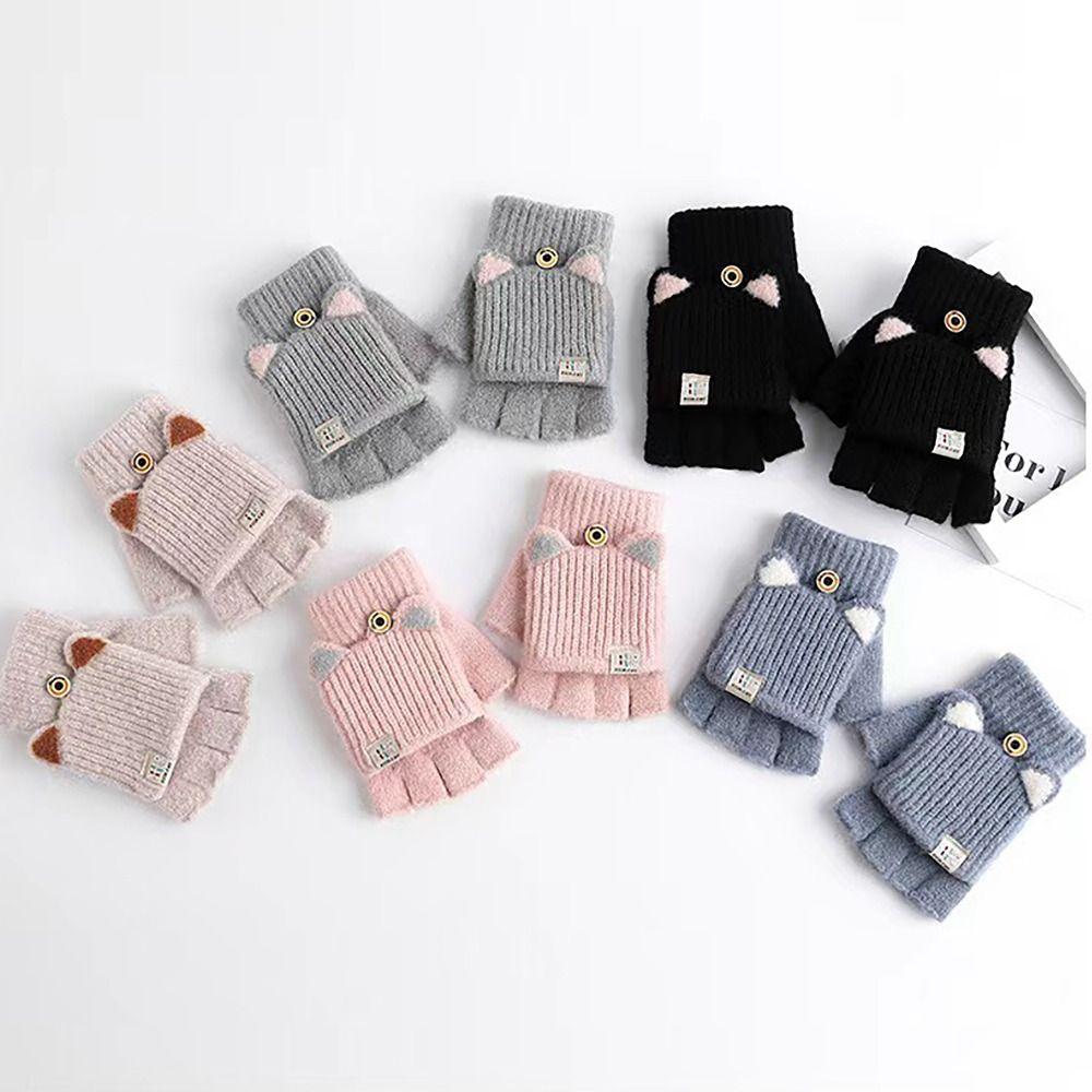 Knitted Wool Finger Gloves Thicken Glove Bracers Fashion Winter Gloves  For Woman Winter Warm