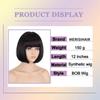 MERISIHAIR Short Straight Bob Synthetic Wigs with Bangs for Black Women Heat Resistant Wig for Cosplay Party Daily Hair