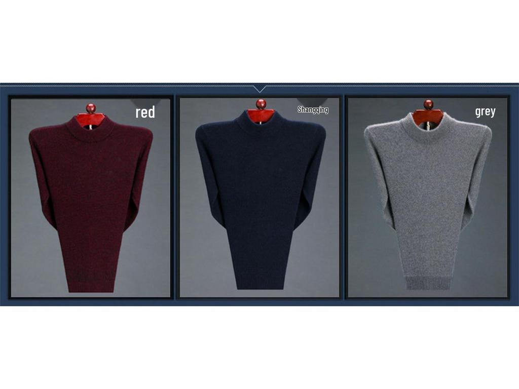 Men's Thick Cashmere Wool Sweater - Loose Fit, Round/Half-High Neck Pullover