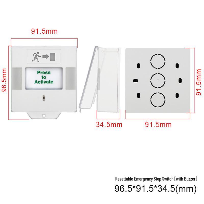 Emergency Exit Door Release Button - 86 Type Alarm, Break Glass To Open
