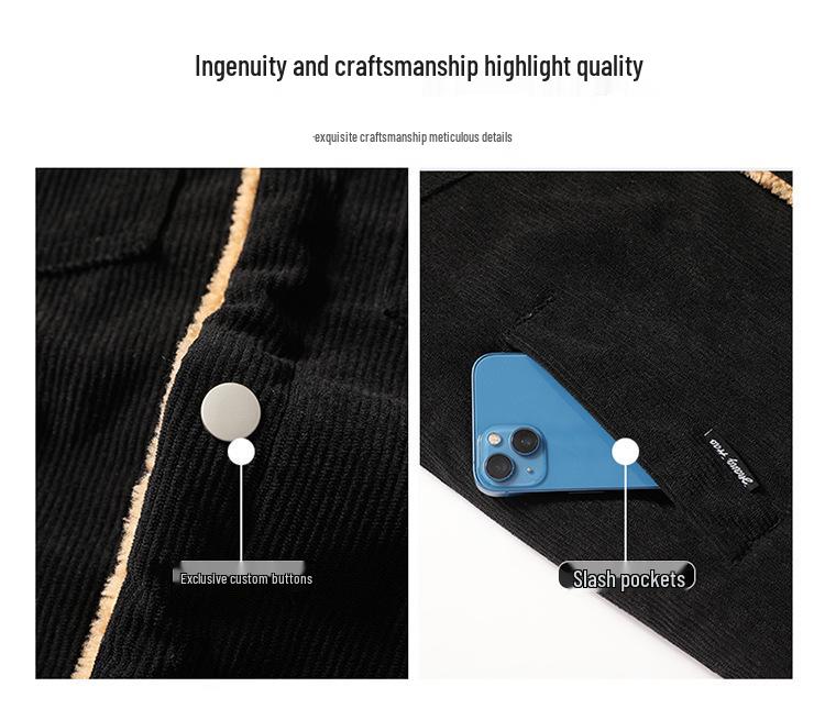 ZH 8027 Men's Retro Corduroy Lambswool Vest - Thickened, Plus Size, Versatile, Casual Workwear Outerwear