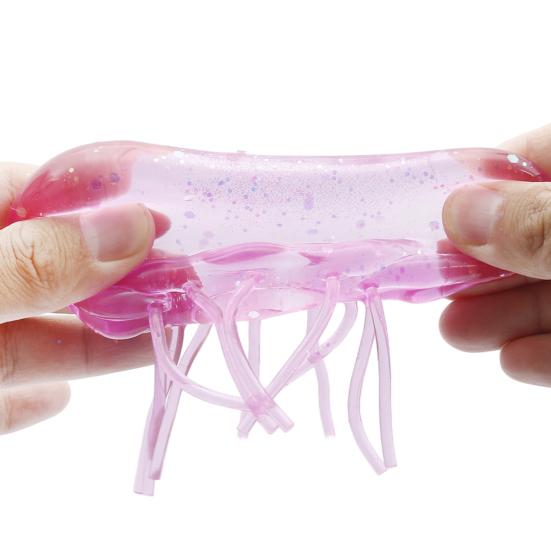 3Pcs Stress Relief Squeeze Toy Set, Flow Pattern Stress Cube Sensory Toy, Soft Stretchy Clear Jellyfish Pinch Toy for Kids Adults
