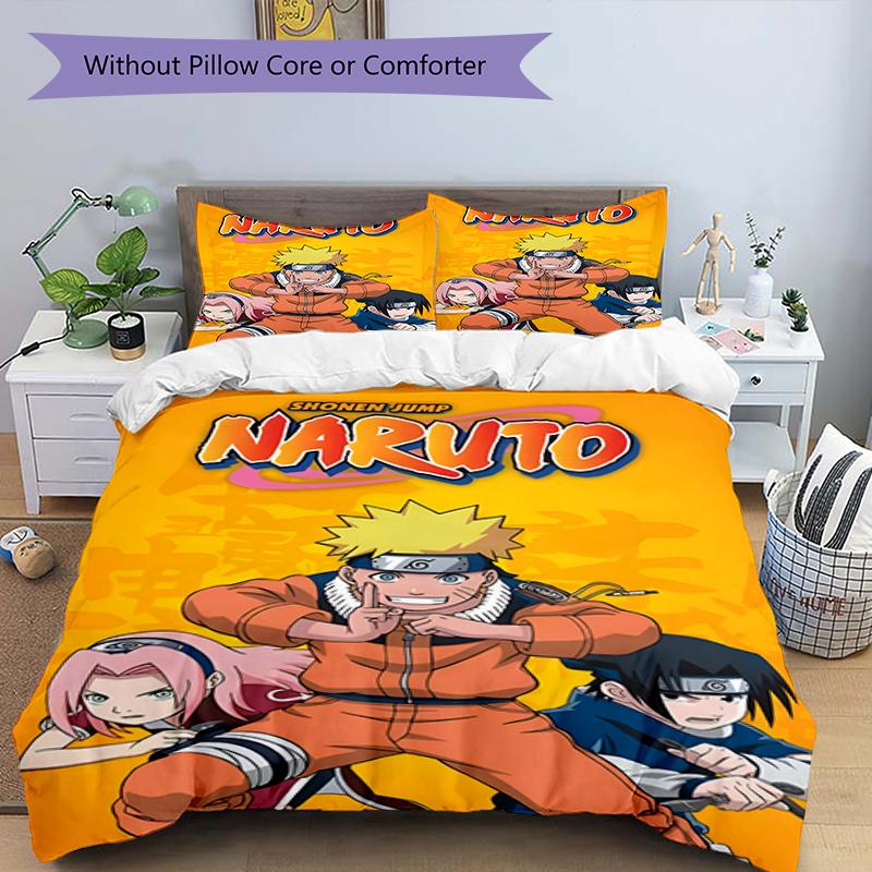 3pcs NARUTO Design Cover Set - HD Printed Bedding with 1 Cover and 2 Pillowcases - Perfect for Home and Dorm Decor