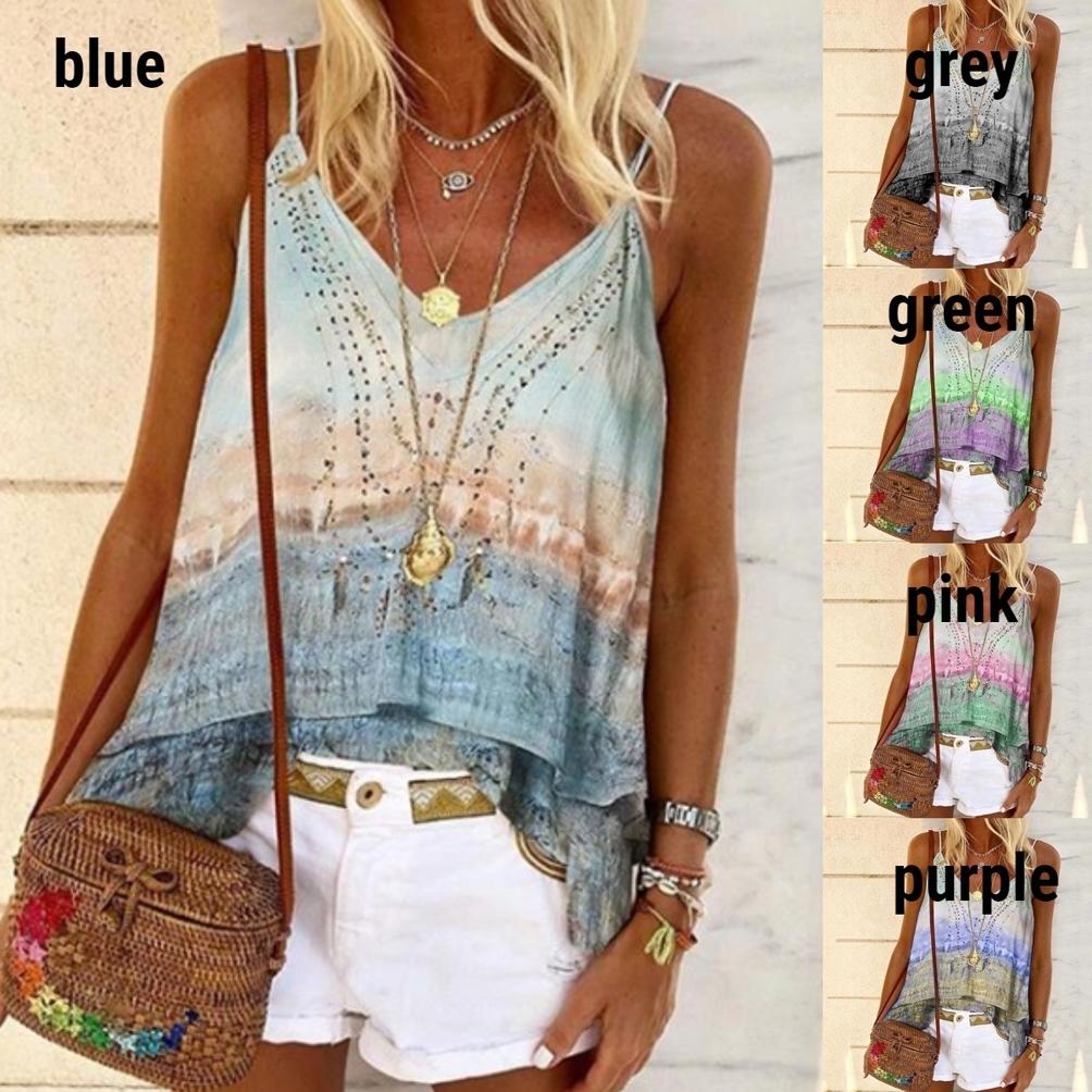 Women's Summer Slim Casual Vest Tank Tops Sleeveless Boho Floral T-Shirt Blouse Women's Summer Slim Casual Vest Tank Tops Sleeveless Boho Floral T-Shirt Blouse