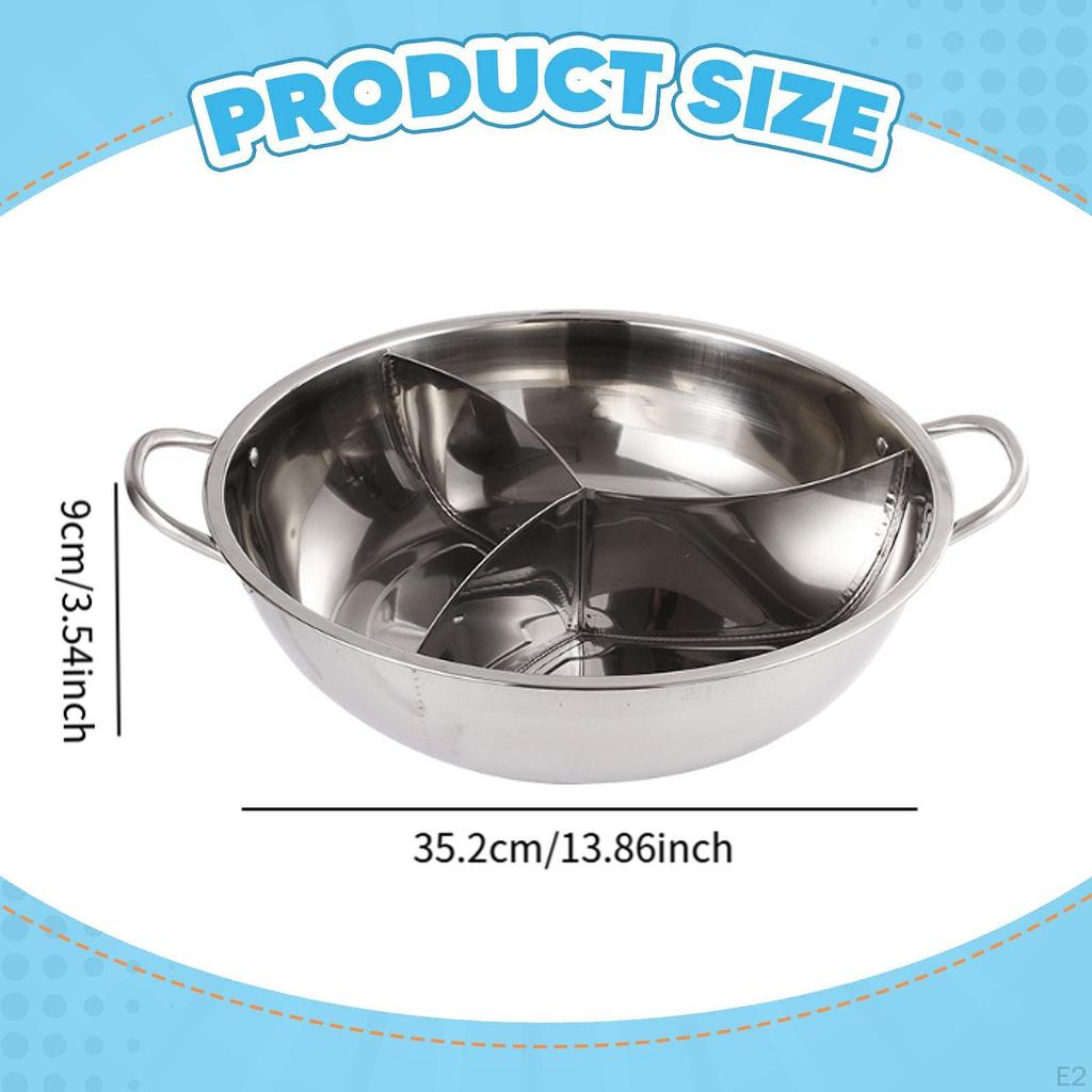 Stainless Steel Divided Pot Cooking 3 Favor Chinese Soup Cookware Multifunctional for
