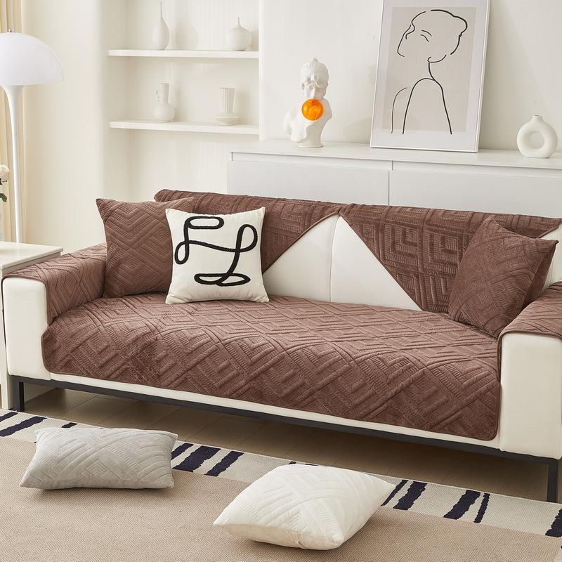 Foreign Trade Sofa Cushion Universal Non-Slip Plush Cushion New  Light Luxury Seat Cushion Leather Sofa Cover Cloth Towel