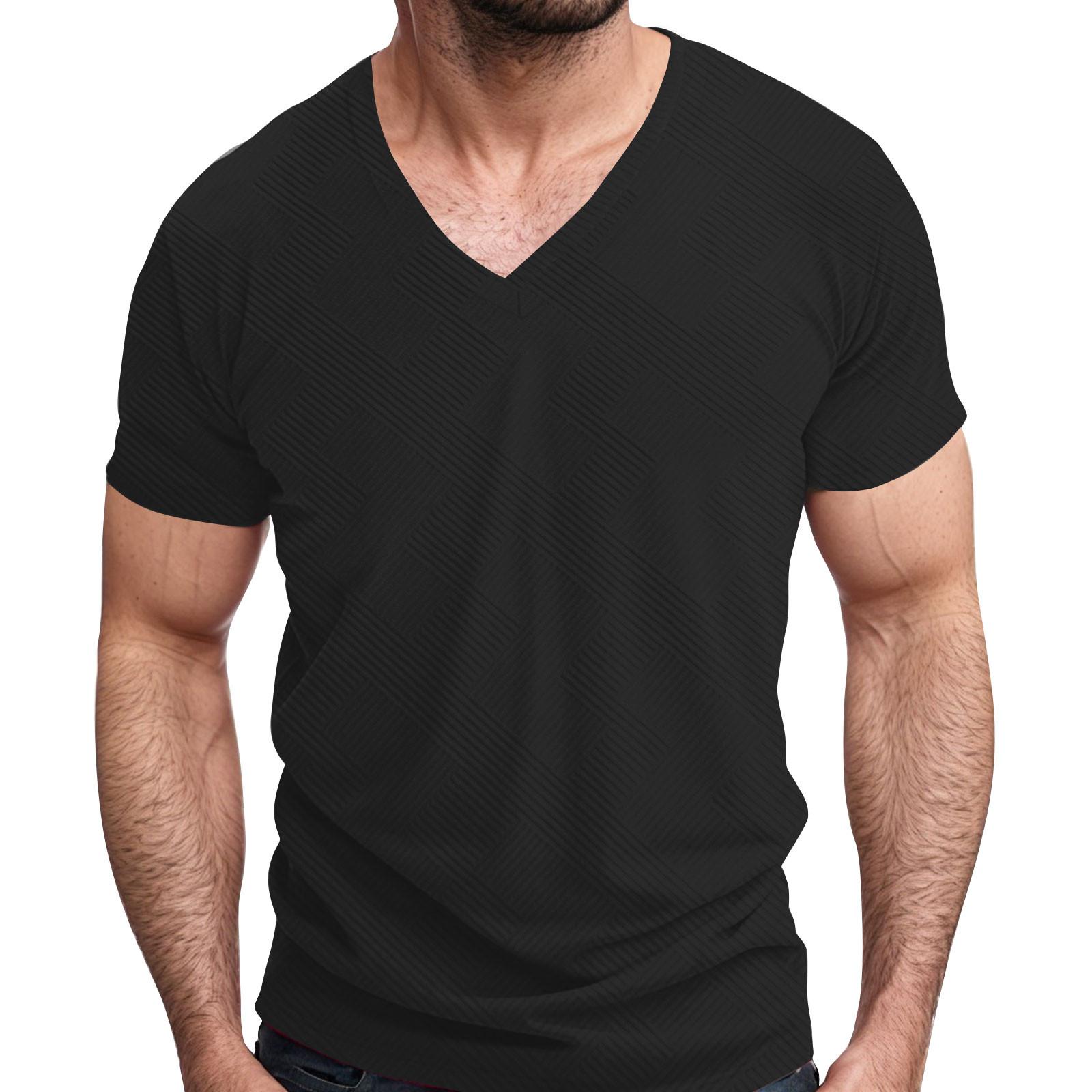 

Мужской повседневный свободный повседневный модный топ с короткими рукавами для отдыха L чёрный