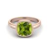2.5 Ctw Cushion 925 Sterling Silver Rose Vermeil Peridot Solitaire Women Bezel Set Wedding Ring