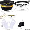 Flight Attendant Costume Captain Outfits Captain Hat Uniform Epaulets Neck Tie Gloves Stewardess Cosplay Accessories
