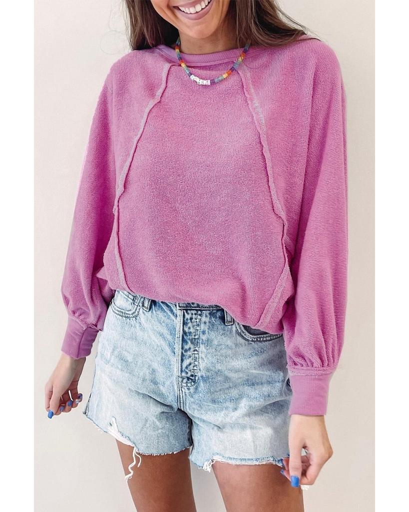 Azura Exchange Exposed Seam Terry Pullover