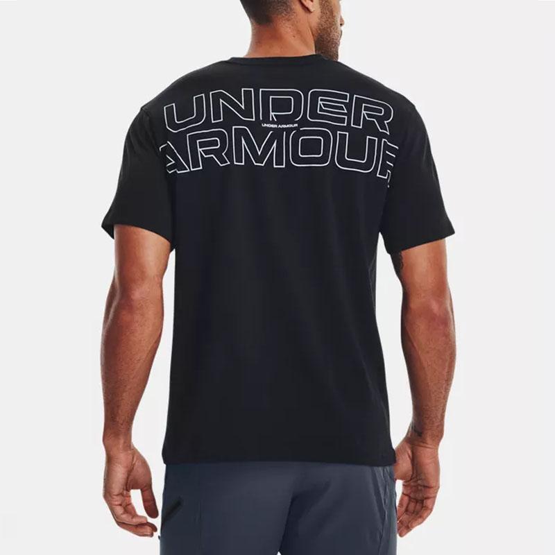Under Armour Outline Letter Print Crew Neck Short Sleeve T-Shirt Men Black 1379109-001
