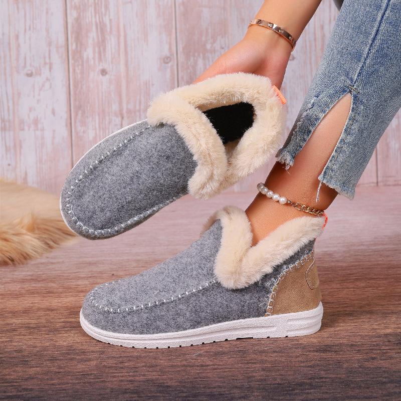 Plus-size Shoes, Short Snow Boots, Women's Flip-flops, Warm Flat Wool Cotton Boots