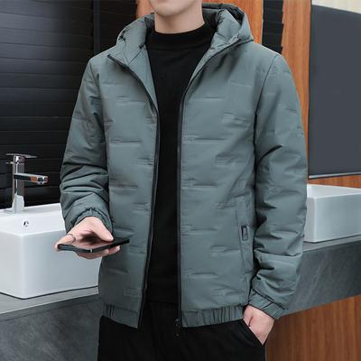 Men Jacket Hooded Thermal Windproof Slim Fit Warm Quilted Coat with Zipper Pockets Autumn Winter Casual Outerwear