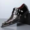 Men'S Print Slip-On Pointed Toe Loafers Comfortable British Style Business Casual Leather Dress Shoes Designer Wedding Shoes Men