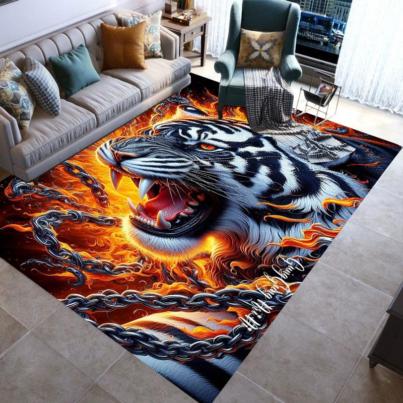 Large Area Rugs Non Slip Animal Tiger Pattern Carpet Living Room Sofa Kitchen Entrance Doormat Hallway Balcony Floor Mat