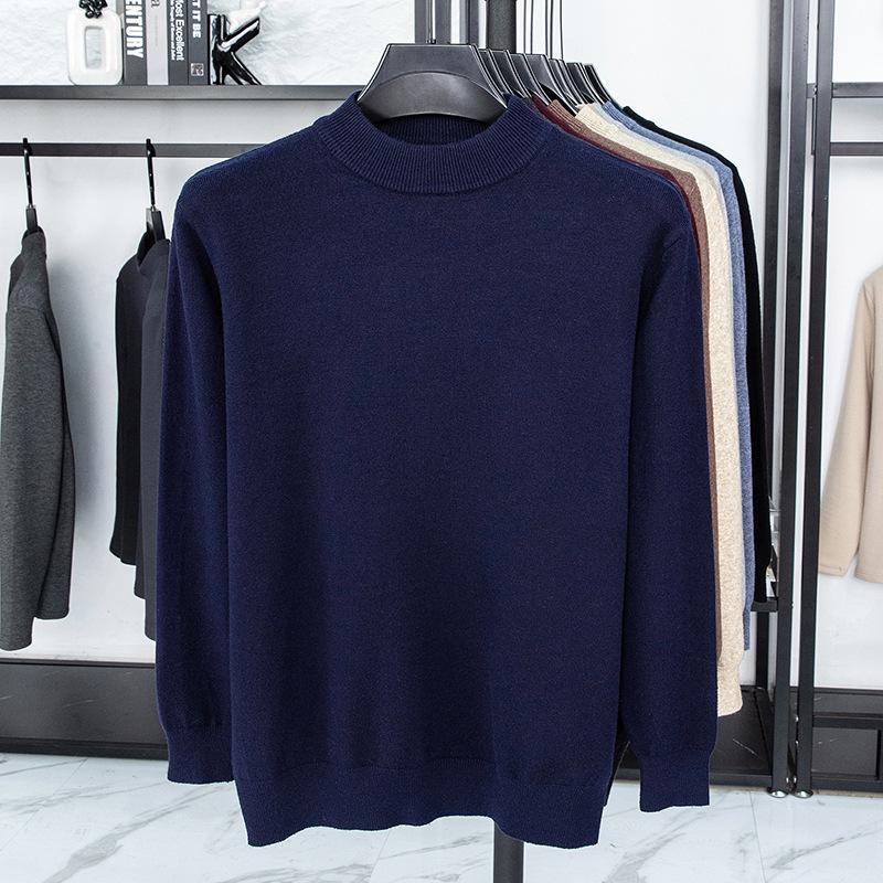 Men’s Autumn/Winter Half-High Collar Knitwear - Warm Inner Layer for Middle-Aged and Elderly