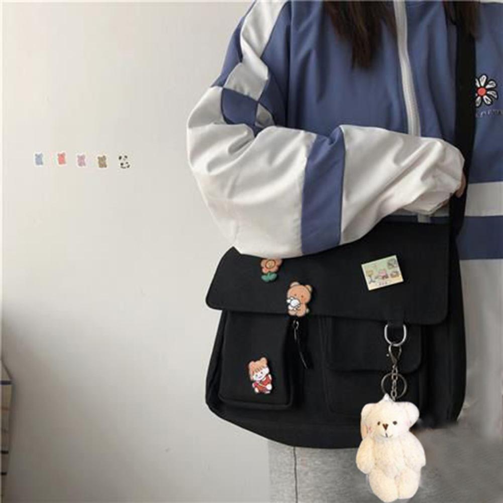Women Crossbody Bags Japanese Harajuku Satchel Large Capacity Messenger Pouch Pendant Badges for Shopping