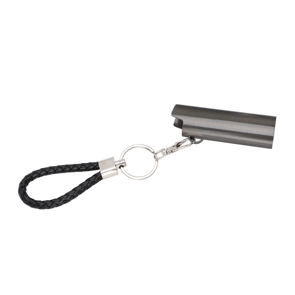 Lighter Holder Keychain with Spring Clip Aluminum Alloy Portable Lighter Case Sleeve Keychain for Outdoor Grey