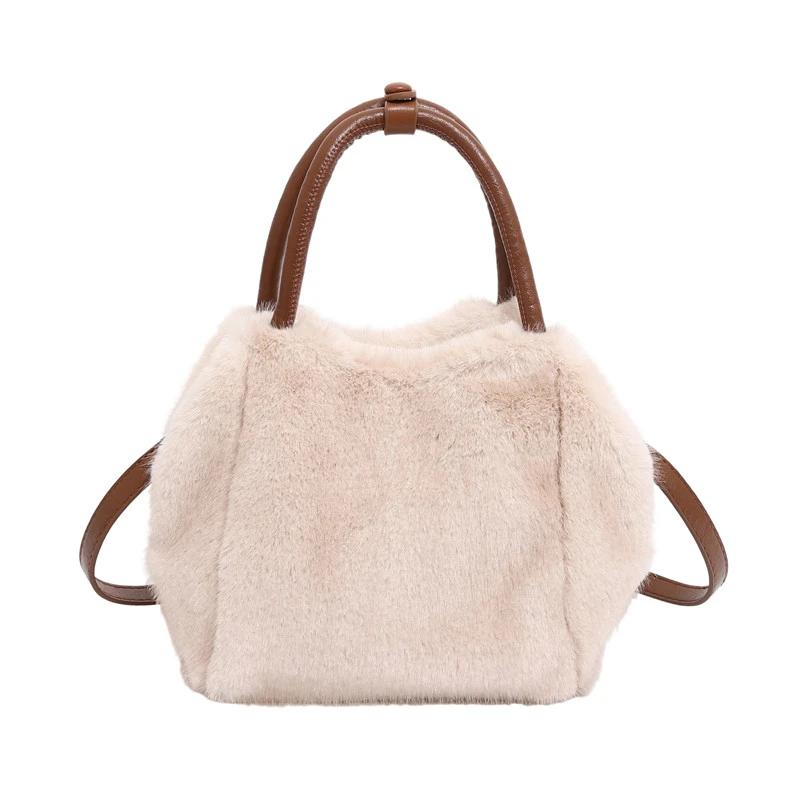 Autumn Winter Exquisite Bags for Women 2026 New Solid Color Plush Shoulder Bags Temperament Versatile Sweet Handbag