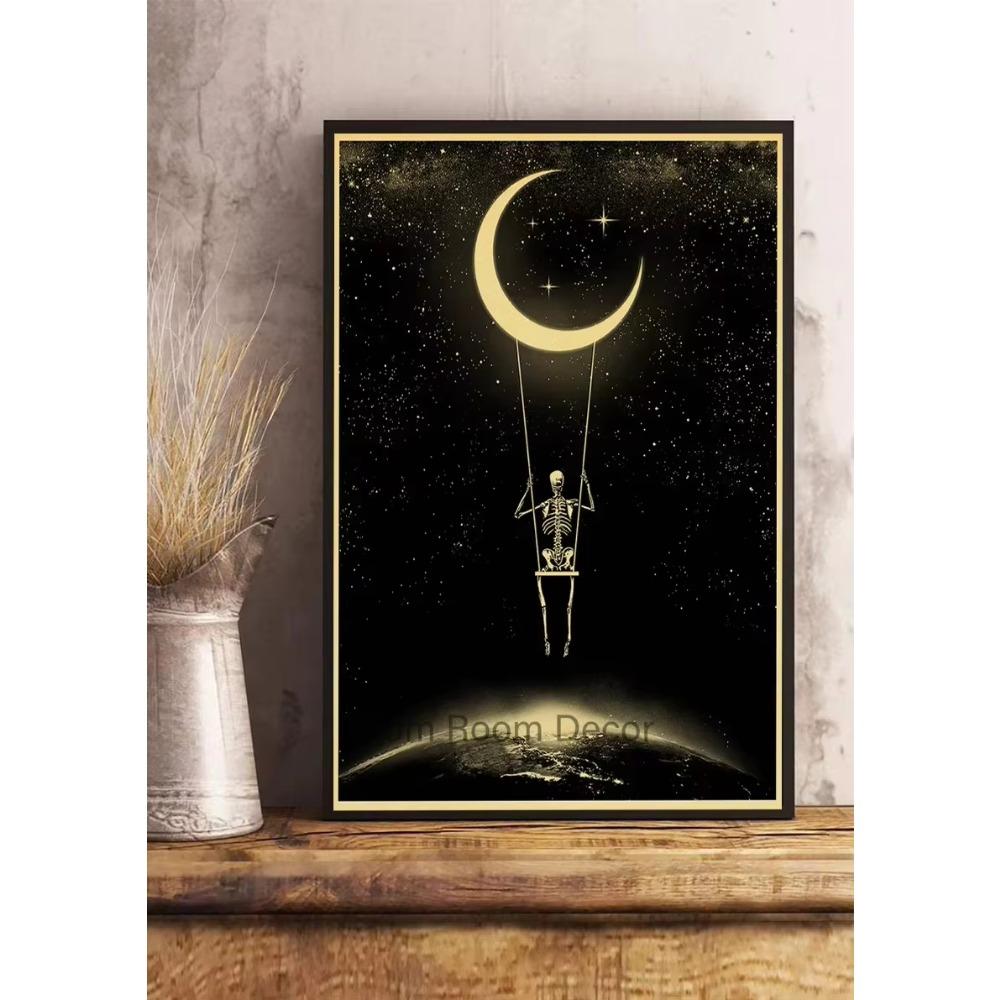 Simple Skull Posters Vintage Kraft Paper Prints Nostalgia Wall Sticker Home ation Bedroom Painting Fashion Bedroom Paint