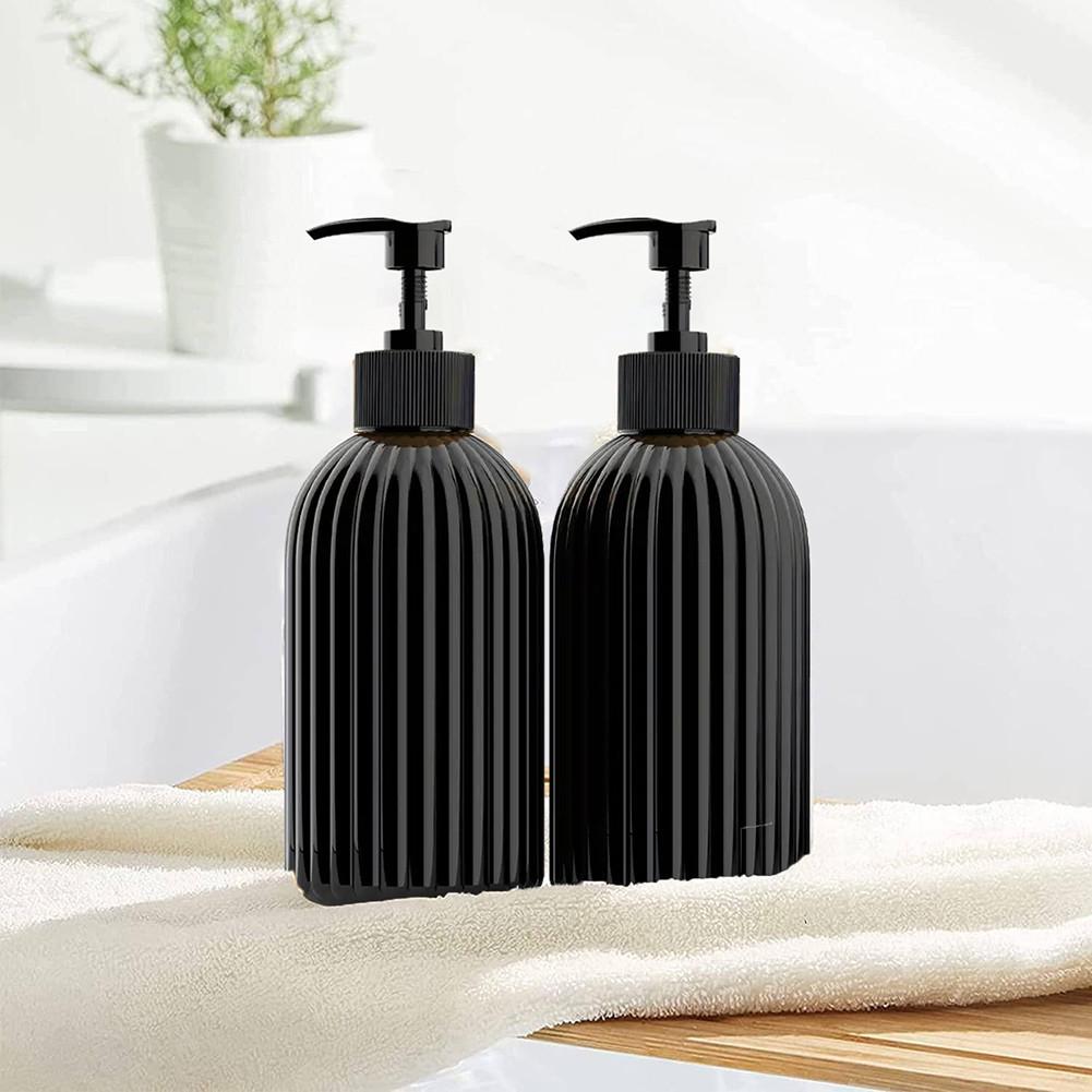 1/2pcs Black White Styling 500ml Soap Dispenser Portable Refillable Liquid Bottles Tray For Home Laundry Room Beauty Salon Hotel