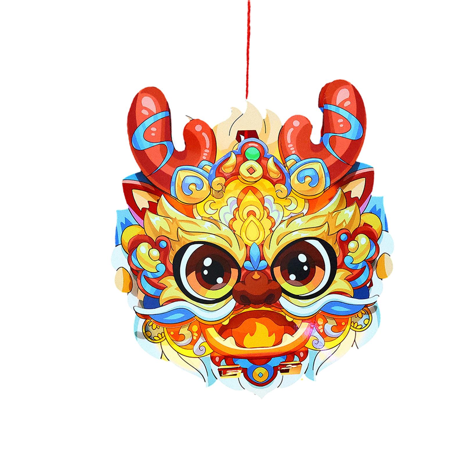 

Chinese Style Glowing Lantern Luminous Handheld Dragons Head Lanterns DIY Handmade Lightweight Handicrafts for Spring Festival красный
