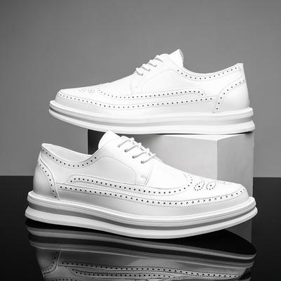 Mode Derby Leder Herren Schuhe Weiß Brogue Schnürschuhe Solide Einfache Kleid Business Casual Party Hochzeit Flache Schuhe Für Mann