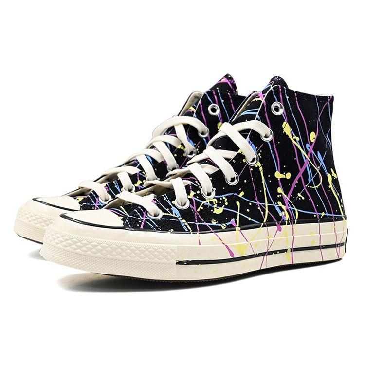 Converse Chuck 70 High Paint Splatter - Black Unisex Sneakers Hyper-Magenta Egret 170801C