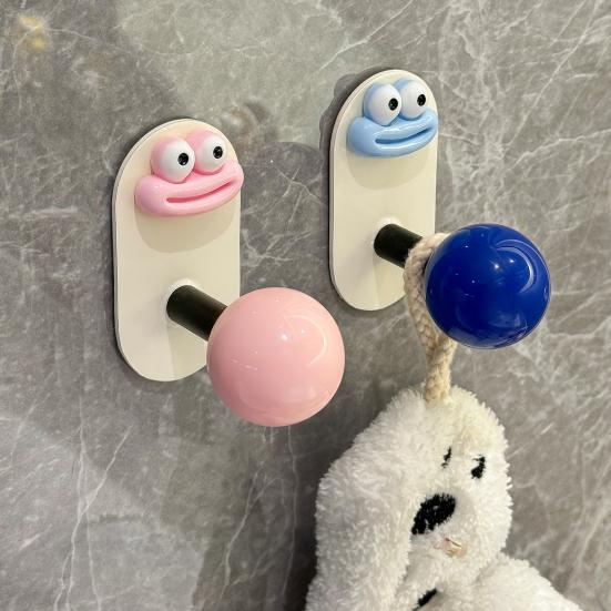 Adhesive Wall Hooks Hair Accessories Organizer Rounded Edge Cartoon Adhesive Hook for Bathroom Kitchen