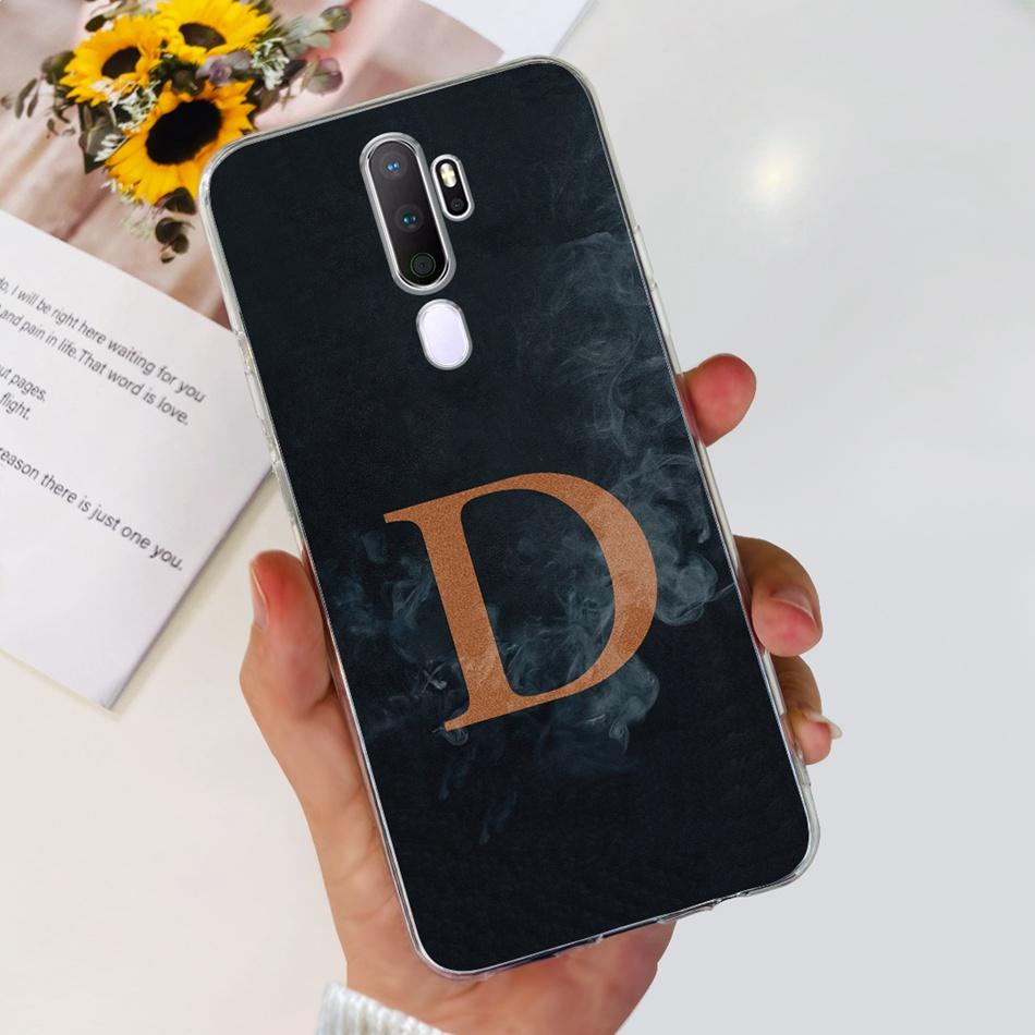 For Oppo A9 (2020) A5 (2020) Case Fashion Letter Soft Silicone TPU Cover For Oppo A9 A5 2020 Transparent Shockproof Phone Bumper