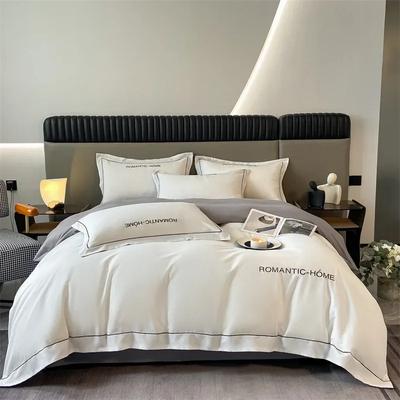 Pure Cotton Long Staple Cotton Bedding Set of Four, All Cotton Matte Bed Sheet and Duvet Cover