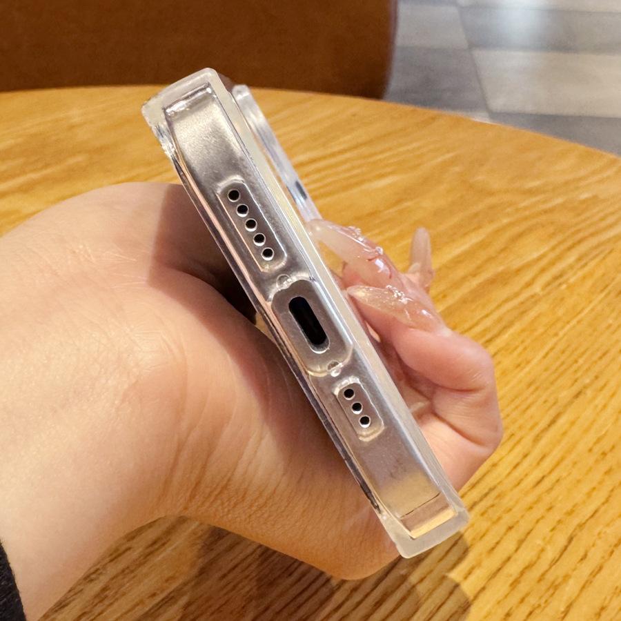 Simple and Creative Cute Fish Cat Claw 14 Plus 13 Pro Max 12 11 Rectangular Right Angled Straight Edge 15 Transparent Phone Case for Iphone 16 Promax