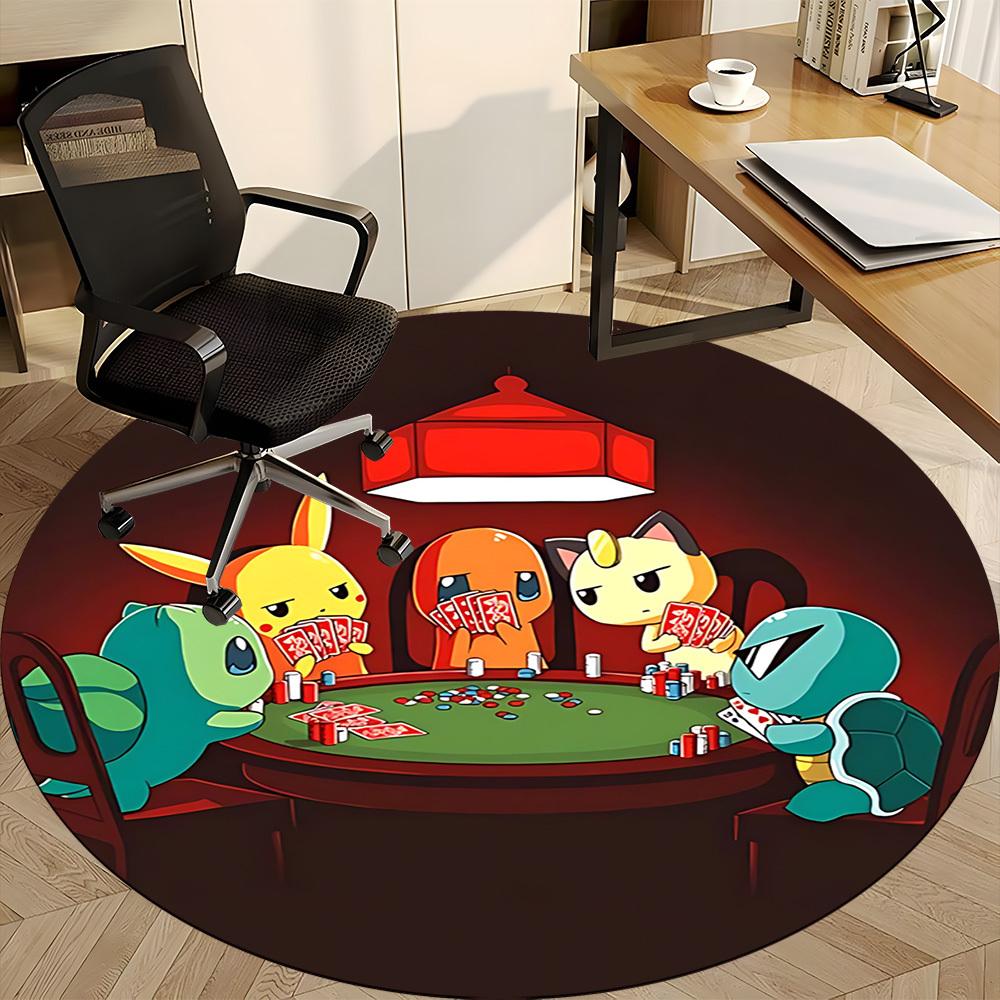 1pc Pokemon Characters Party Office Round Area Rug, Under Office Chairs Bedroom Living Room Home Decor  A1022275