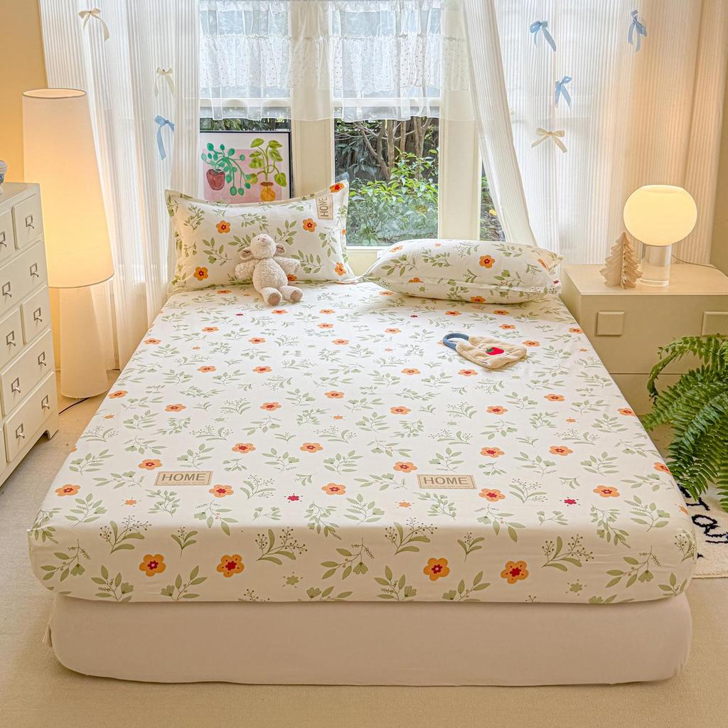 Skin-friendly Aloe Cotton Printed Fitted Sheet Bed and Mattress Protector