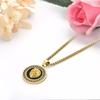 Hip Hop Gold Color 3D Round Lion Head Pendant Medal Chain for Men Women Fashion Rock Music Festival Rapper Necklace