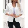 Womens Slim Fit Blazer Jacket 7/8 Sleeve Office Wear Business Casual Workwear Pure Color