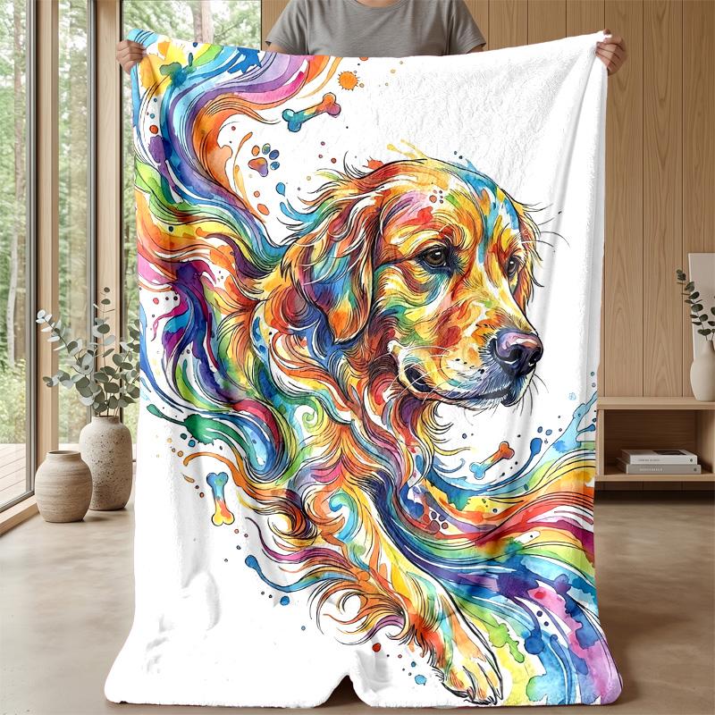 Collection of Dog Faces blanket Personalized Name Flannel Blanket Soft Cozy Plush Throw for Sofa Bed Lightweight Home Decor