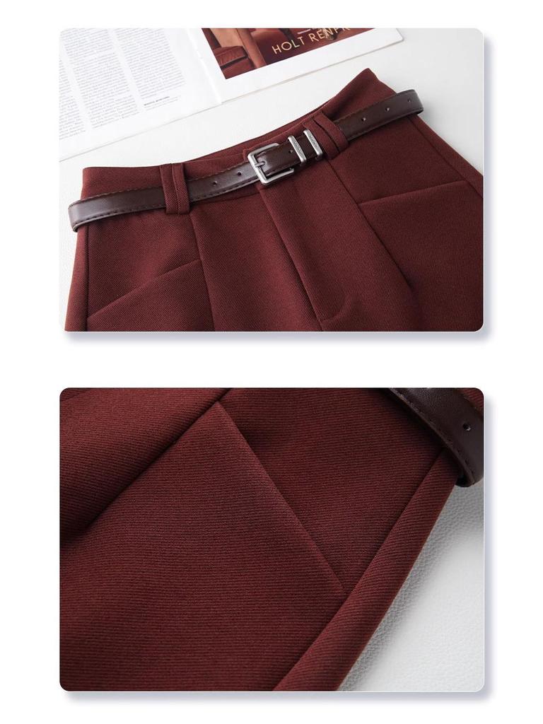 Women's High-Waisted A-Line Khaki Wool Shorts - Autumn/Winter 2024 Collection