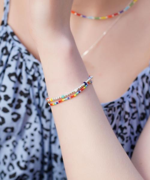 Bonbeau Rainbow Delica Beads Bracelet Rainbow Color Delica Beads Layered Bracelet