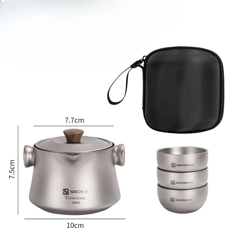 Pure Titanium Travel Tea Set of 1-5 Double-layer Kuaike Cup One Person One Color Travel Kung Fu Tea Set Portable Outdoor Camping