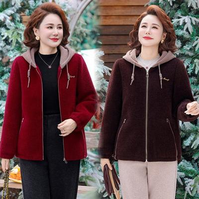 High-end Middle-aged and Elderly Women's Velvet Thickened Mink Jacket Winter New Fashion Mother Casual Hooded Coat Looks Thin