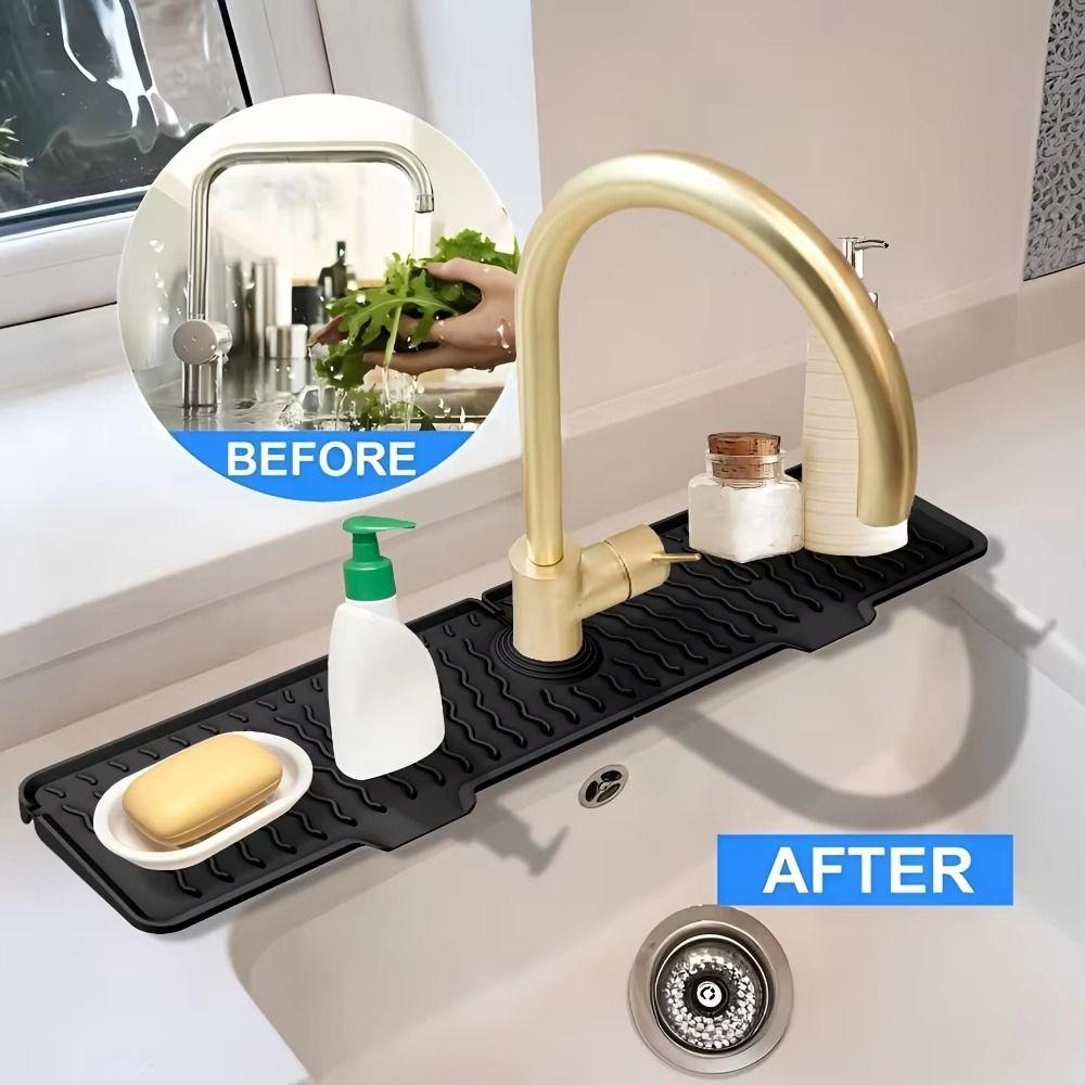 Non-Slip Sink Draining Pad Rectangular Water Drip Catcher Tray Sink Splash Guard Dishwashing Area