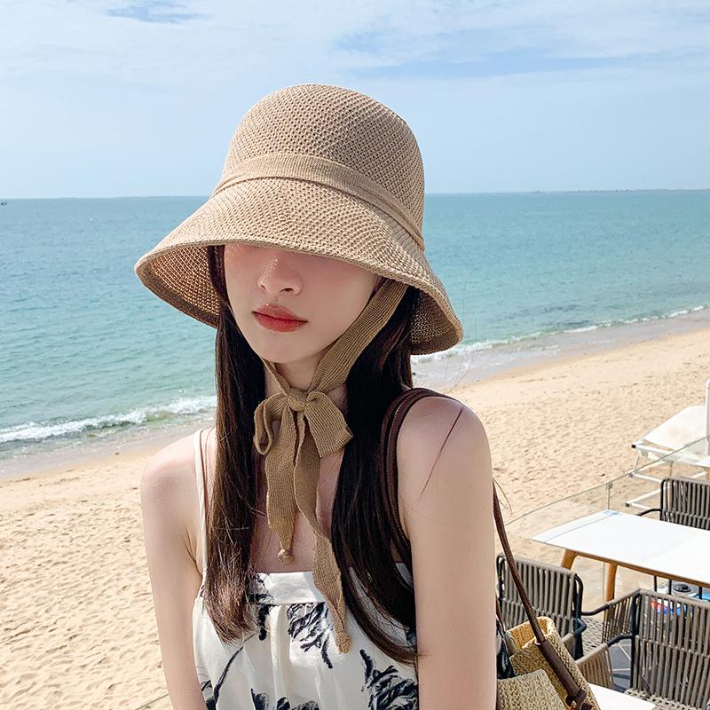 New Easy Matching Simple Knitted Women Bucket Hats Summer Soft Streetwear Beach Cool Ins Breathable Female Fisherman Caps Gifts