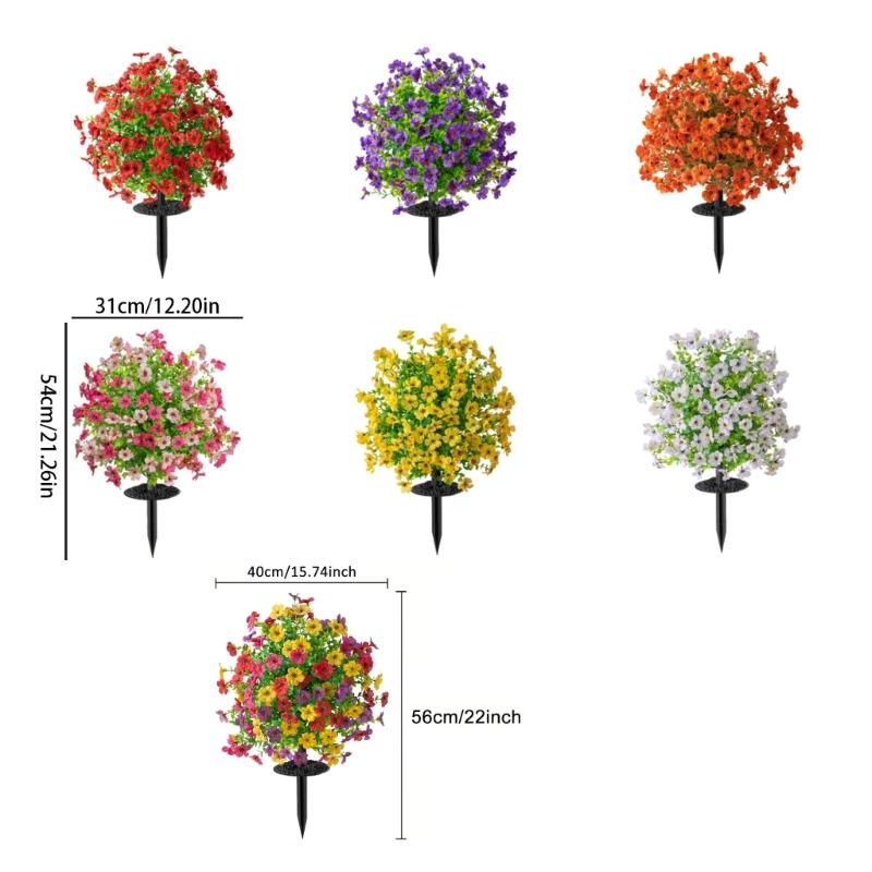 Artificial Plant Outdoor 22Inch Artificial Flower Ground Stake Weather Resistant Plastic Flower For Garden Patio Yard