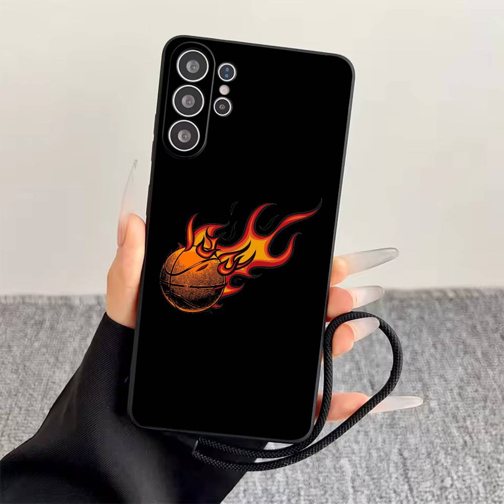 basketball Painted  Phone Case For Samsung S25,S24,S21,S22,S23,S30,Ultra,S20,Plus,Fe,Soft Silicone Black Cover