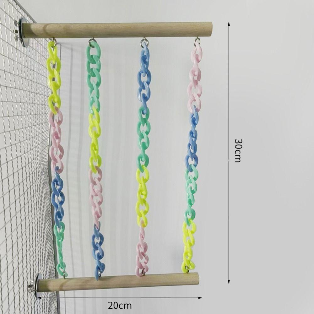 Colorful Chains Mice Rope Swing Stand Natural Wood Climbers  For Sugar Gliders Rats Hamsters