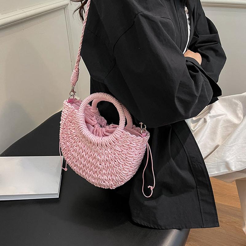 Borsa da spiaggia estiva in paglia intrecciata a mano Borsa a mano da donna Borsa a tracolla a cesto alla moda Casual Grande capacità Rattan Tote Bags